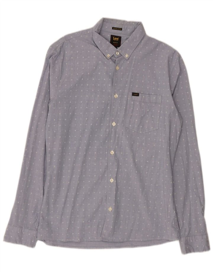 Camicia Lee da uomo slim fit in cotone geometrico blu medio