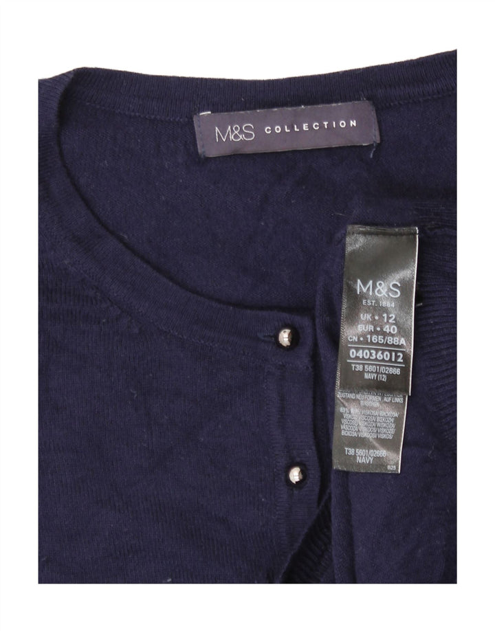 Maglione cardigan da donna Marks & Spencer UK 12 Viscosa blu navy medio