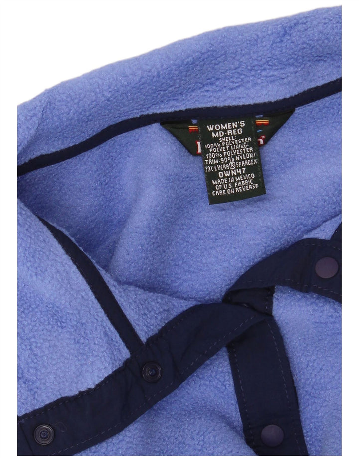 L.L.BEAN Maglione in pile da donna con collo a bottoni UK 14 Poliestere blu medio