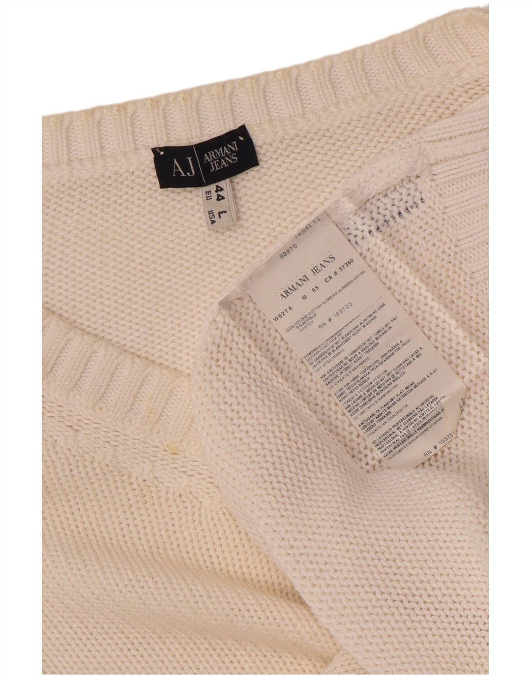 ARMANI JEANS Maglione da donna con scollo a V UK 16 Grande cotone bianco