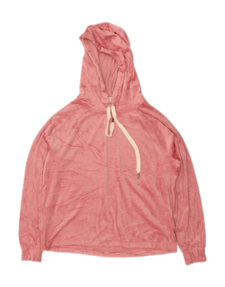 J. CREW Womens Velour Hoodie Jumper UK 14 Medium Pink Polyester Vintage J. Crew and Second-Hand J. Crew from Messina Hembry 