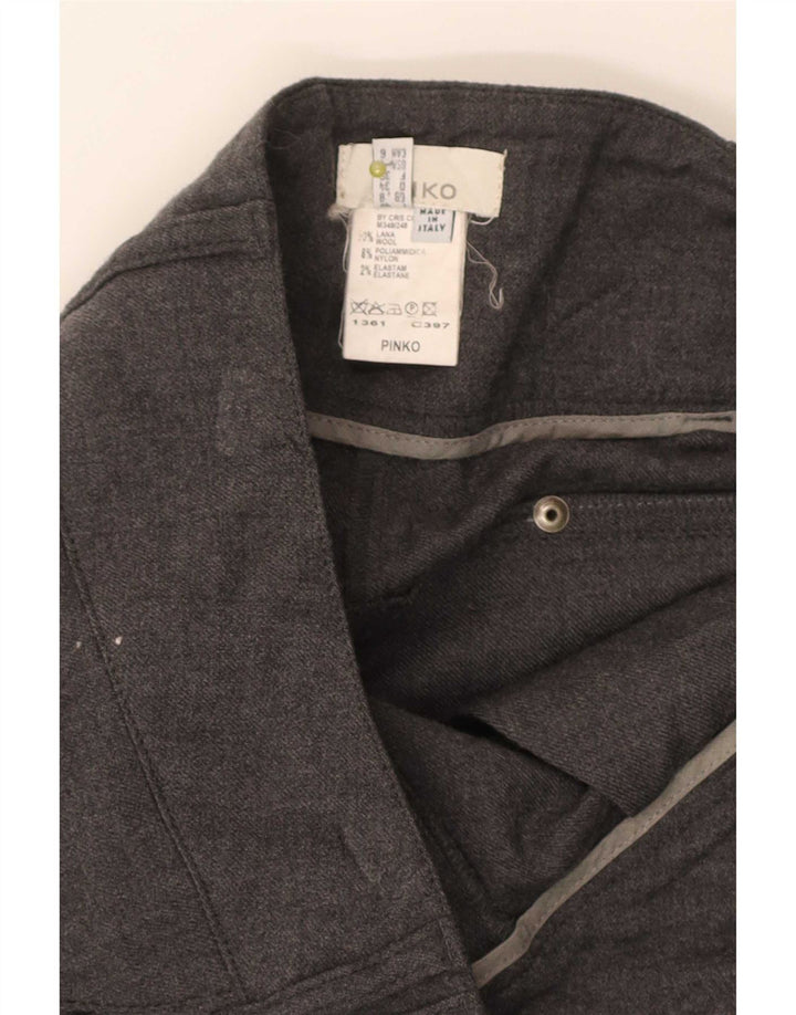Pantaloni casual regolari da donna Pinko UK 8 Small W30 L29 Lana grigia