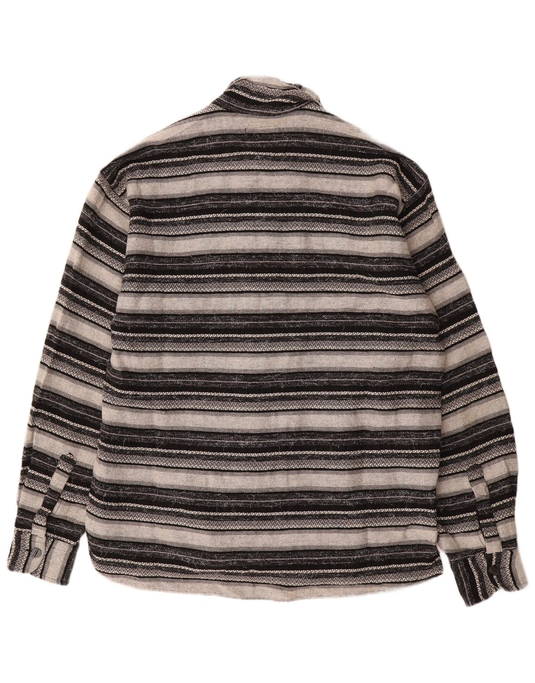 Camicia overshirt da uomo vintage grande in viscosa geometrica grigia