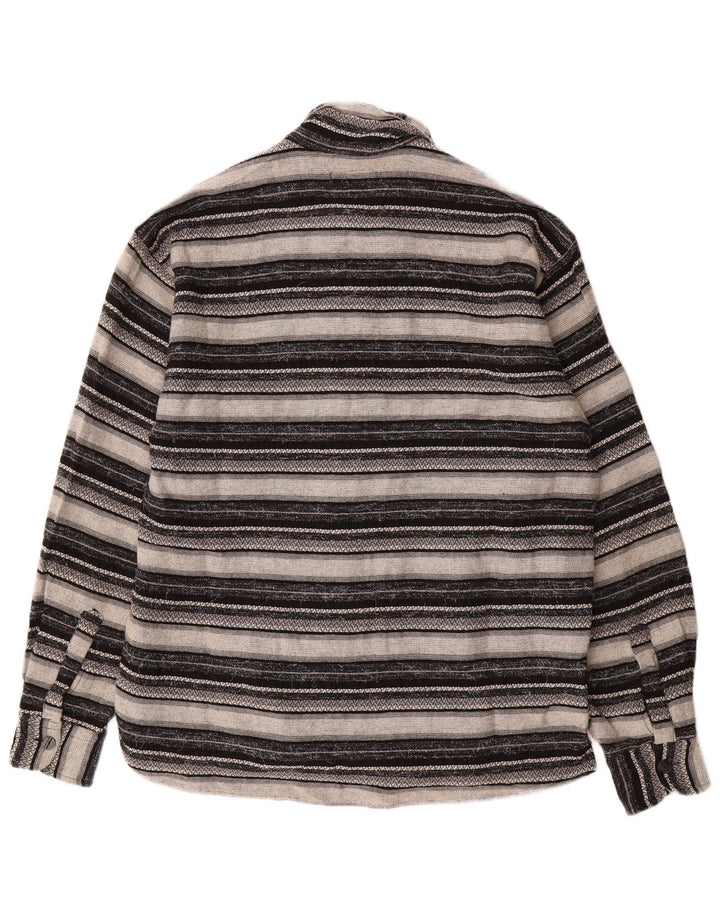 Camicia overshirt da uomo vintage grande in viscosa geometrica grigia