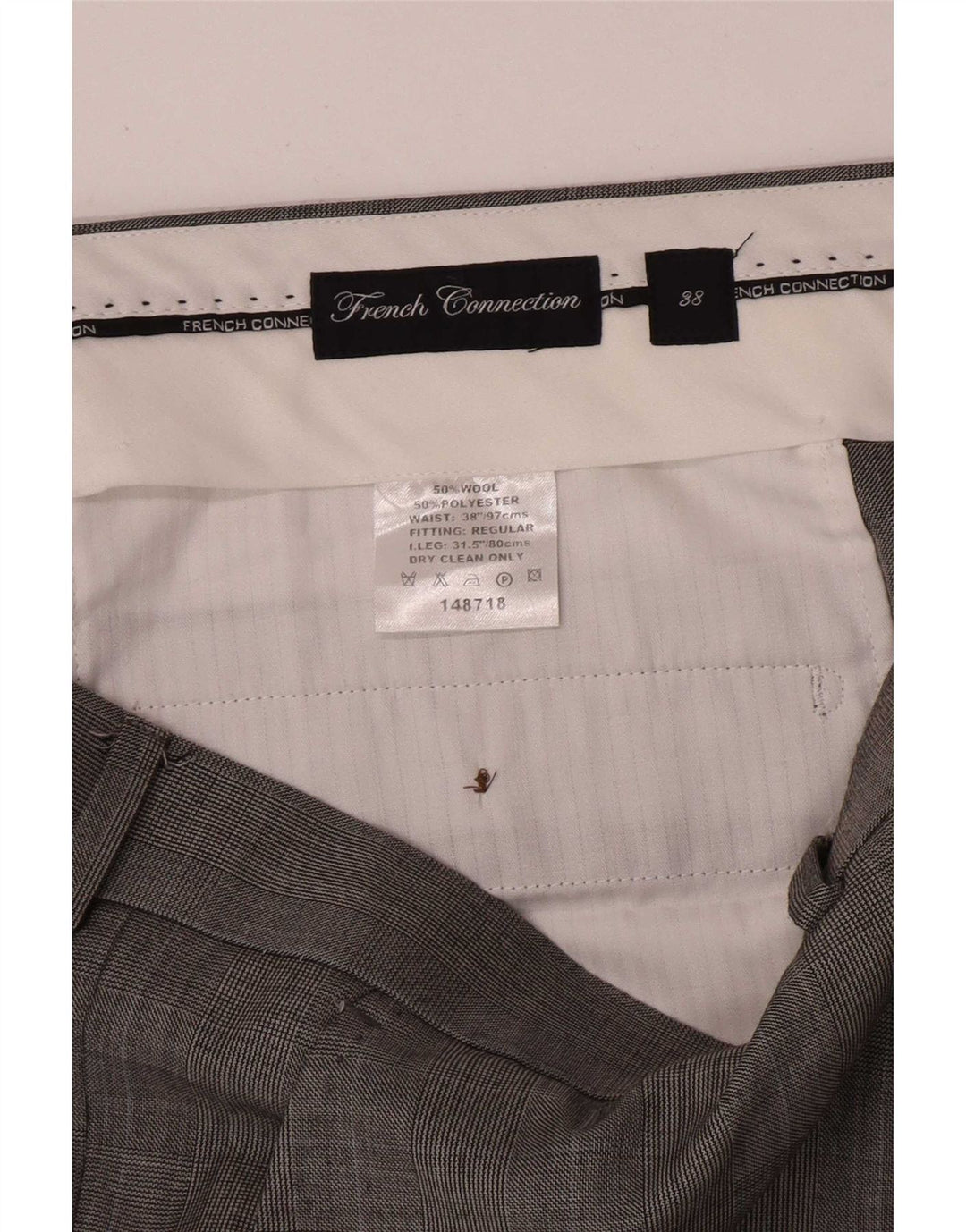 Pantaloni casual regolari da uomo French Connection W38 L32 pied de poule grigio