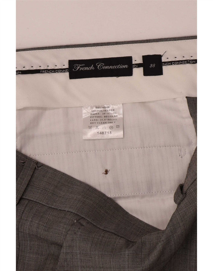 Pantaloni casual regolari da uomo French Connection W38 L32 pied de poule grigio