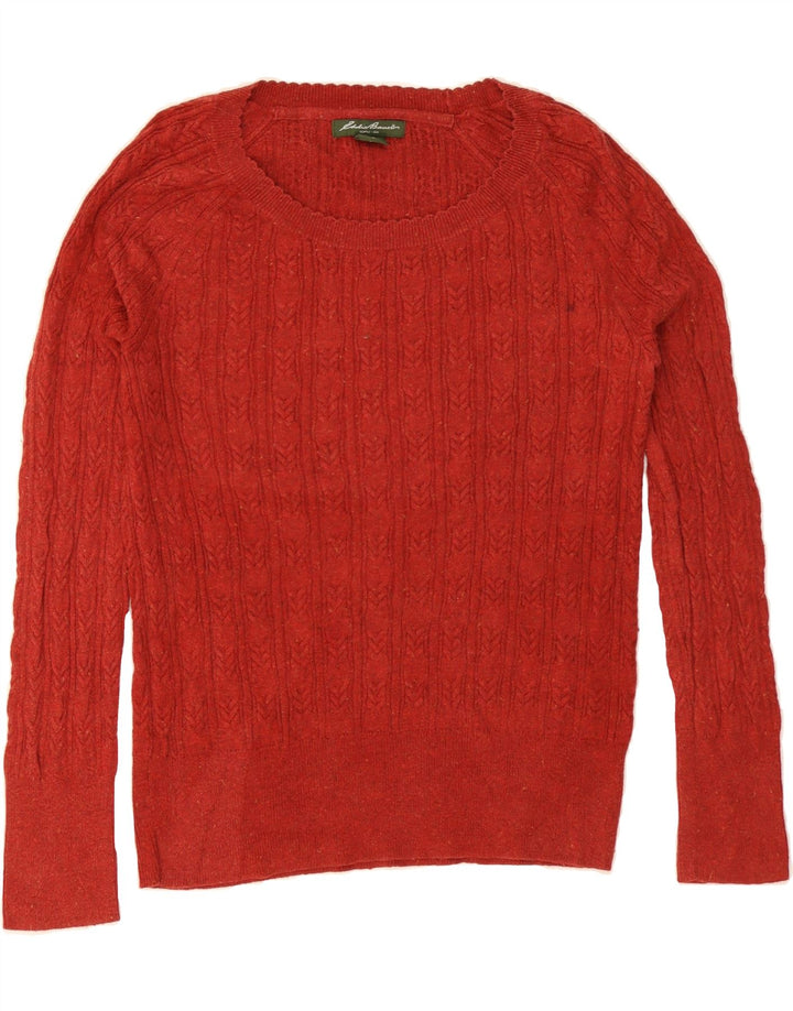EDDIE BAUER Womens Boat Neck Jumper Sweater UK 14 Medium Red Cotton Vintage Eddie Bauer and Second-Hand Eddie Bauer from Messina Hembry 