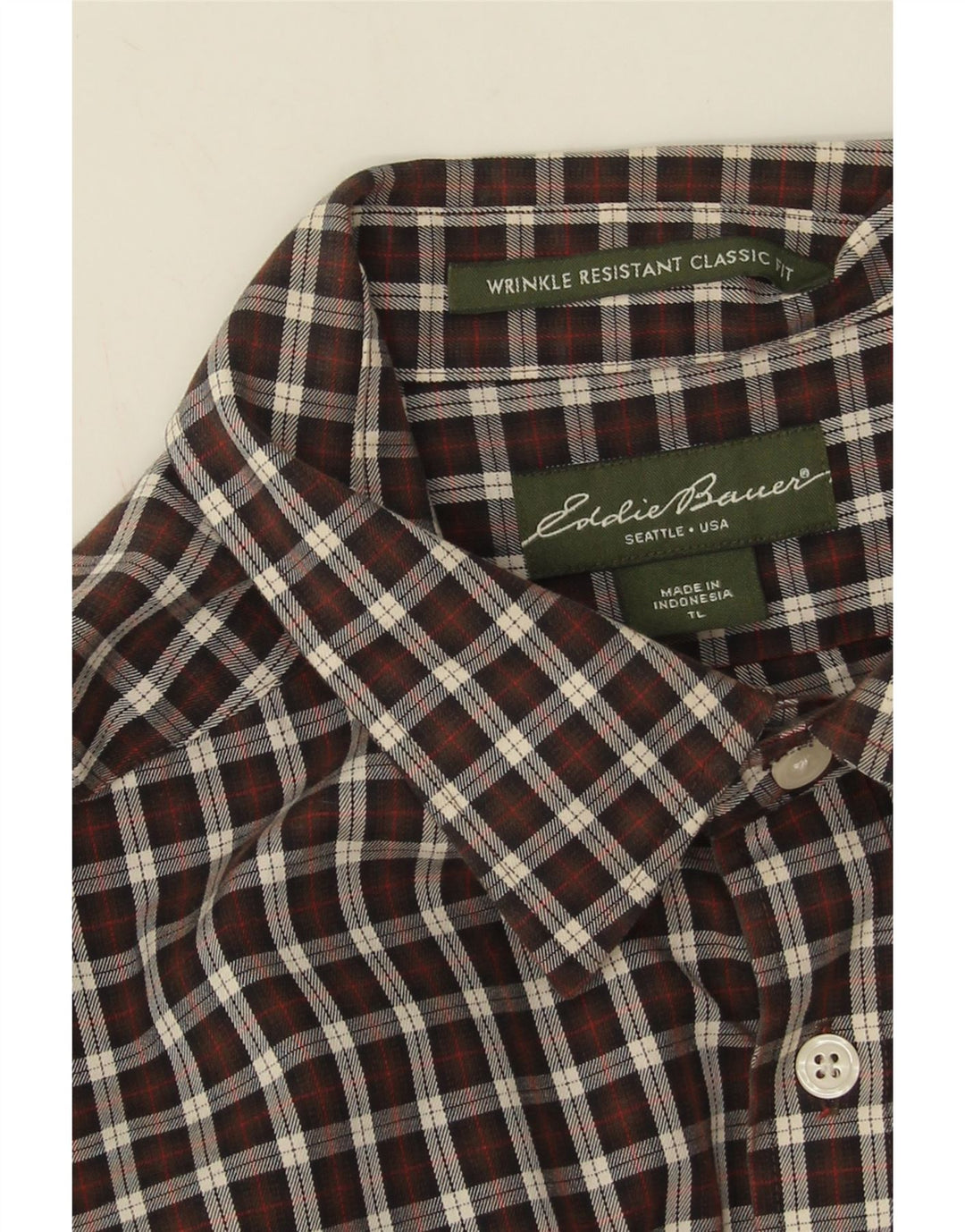 Eddie Bauer Camicia da uomo alta dalla vestibilità classica, grande in cotone a quadretti marrone
