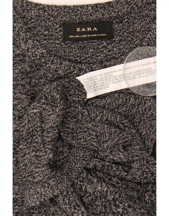 Maglione girocollo da uomo Zara, maglione grande in cotone chiazzato grigio