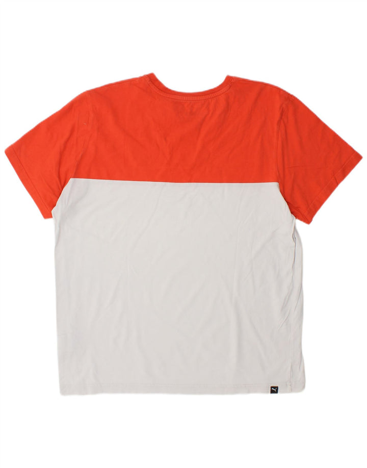 T-shirt da uomo PUMA Top in cotone color block bianco medio