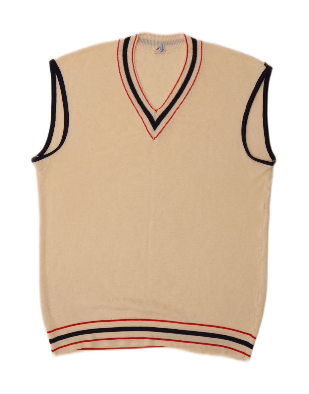 Canottiera vintage da uomo piccola in acrilico beige
