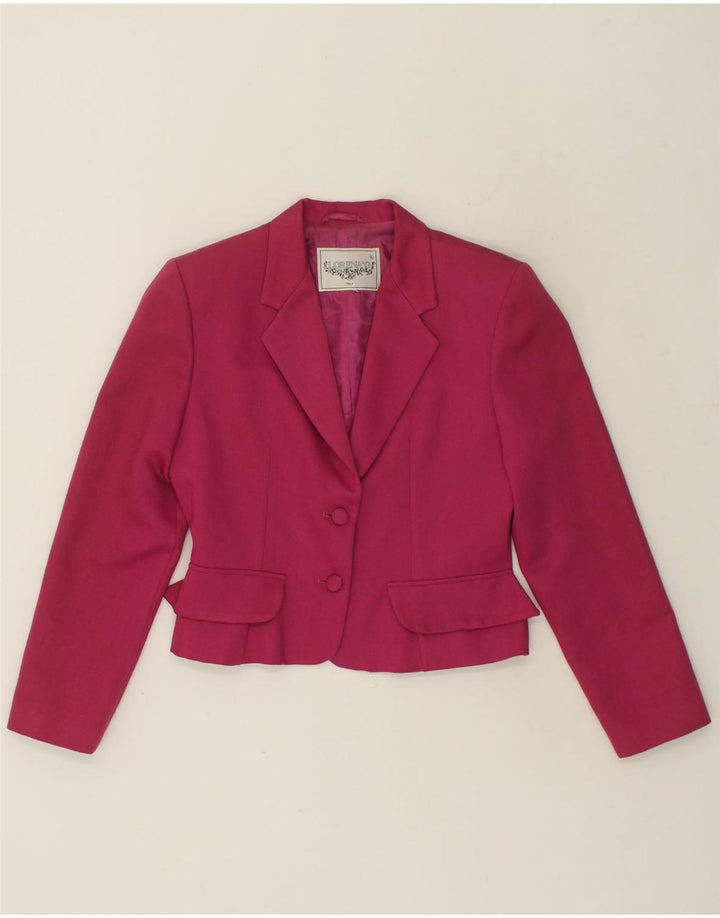LORENA CONTI Womens 2 Button Blazer Jacket UK 12 Medium Pink Viscose | Vintage Lorena Conti | Thrift | Second-Hand Lorena Conti | Used Clothing | Messina Hembry 
