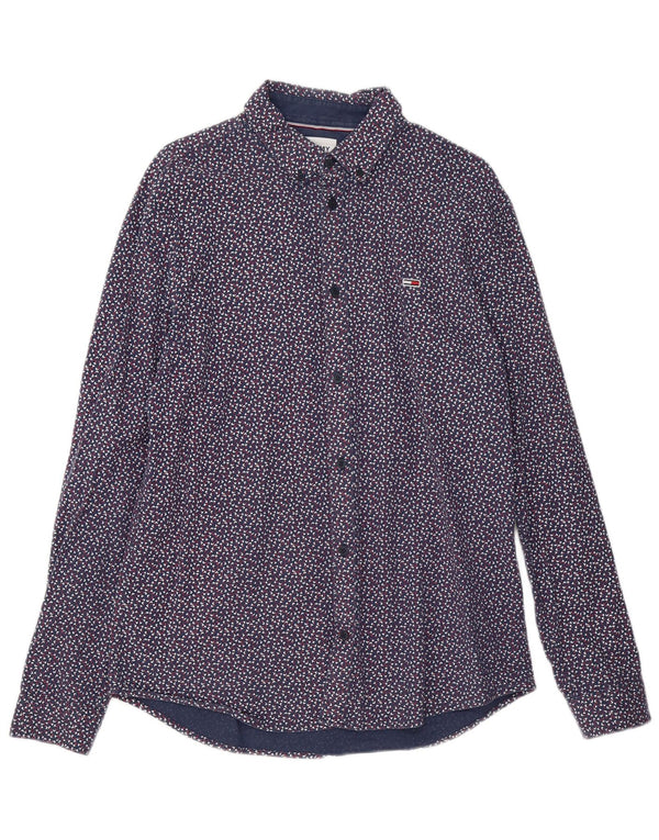 Camicia da uomo Tommy Hilfiger grande cotone maculato blu navy