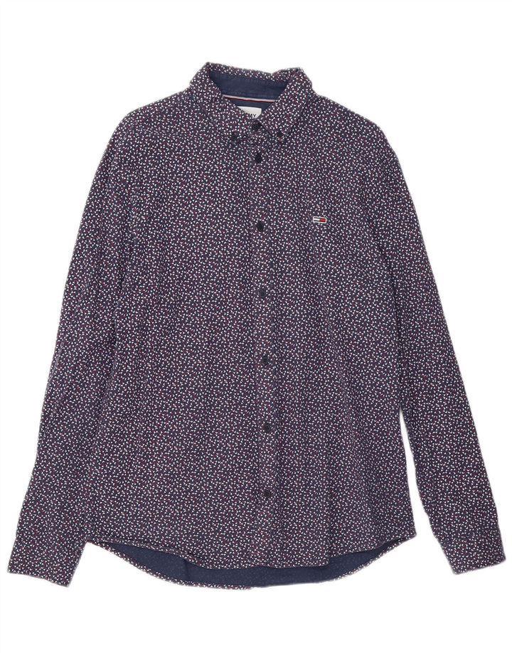 Camicia da uomo Tommy Hilfiger grande cotone maculato blu navy