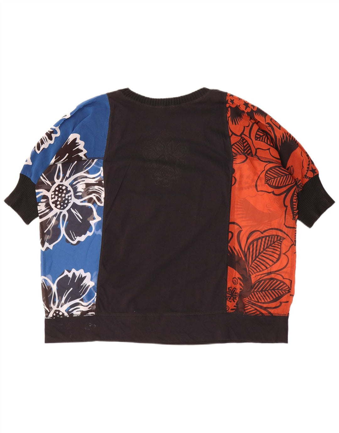 Desigual Donna Manica Corta Felpa Maglione UK 18 XL Multicolore