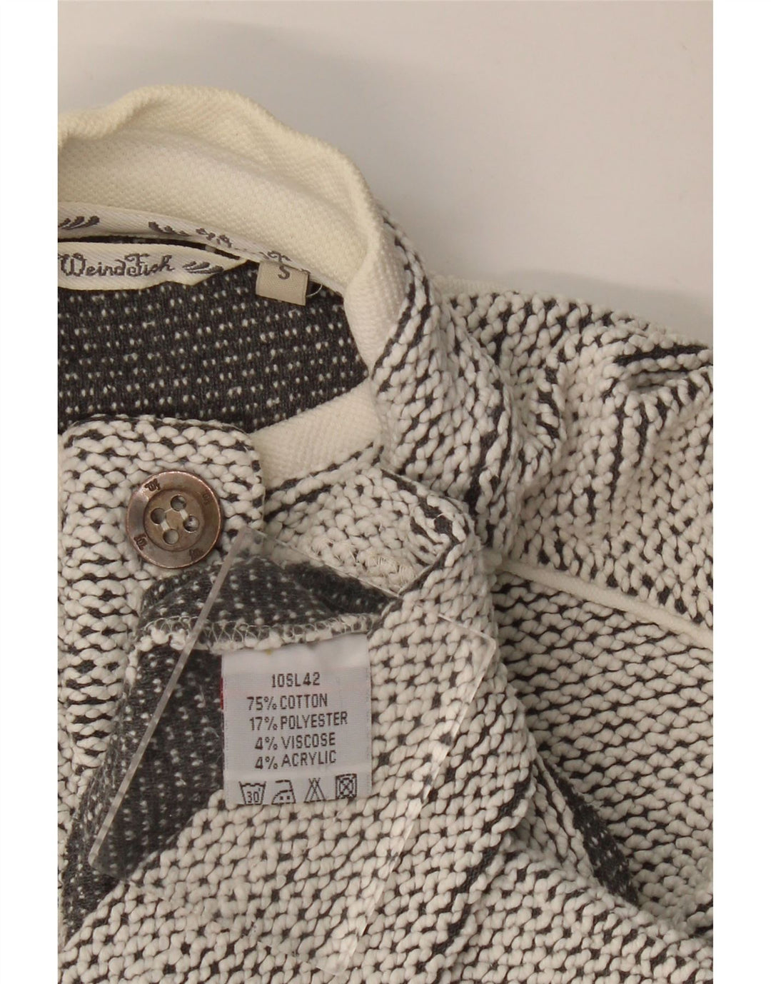 Felpa da donna con collo abbottonato Weird Fish UK 10 piccolo cotone grigio