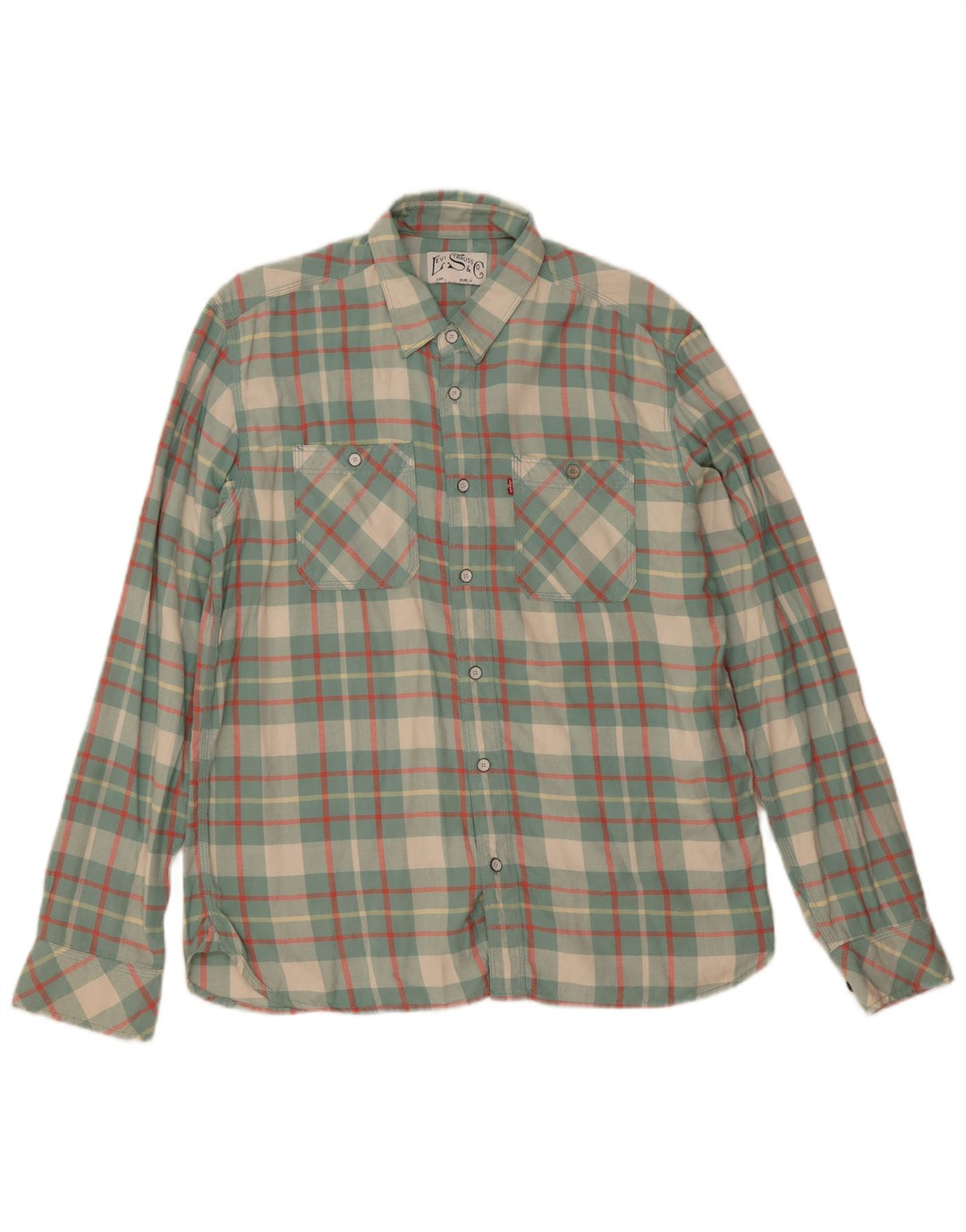 Levi's Camicia da uomo in flanella di cotone a quadri verdi grandi