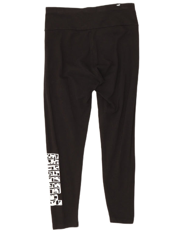 Leggings crop grafici da donna Puma UK 12 cotone medio nero