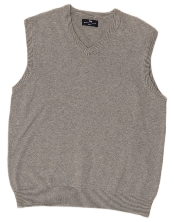Canotta da uomo Marks & Spencer blu Harbour Vest in cotone grigio medio
