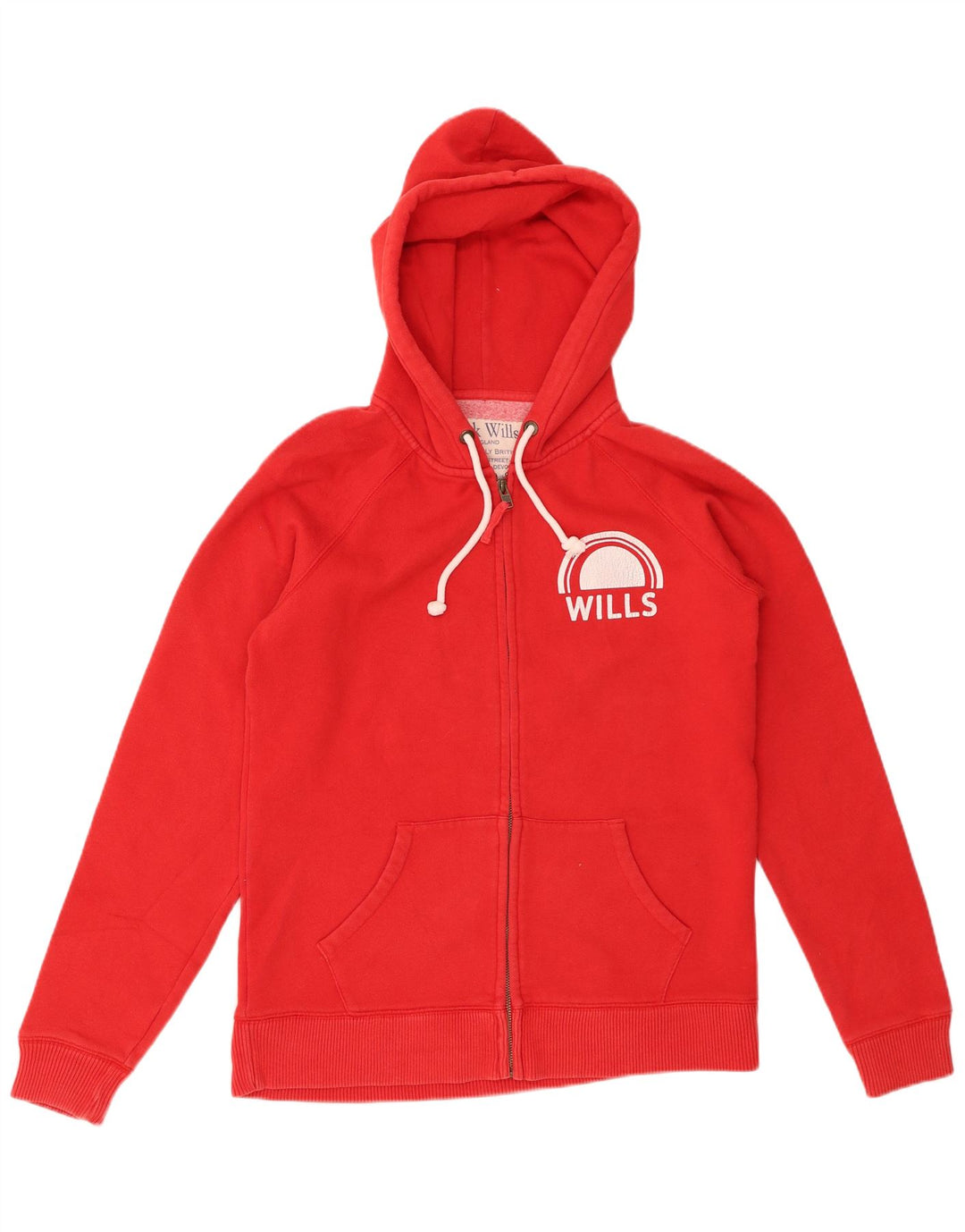 Maglione con cappuccio con zip grafica da donna Jack Wills UK 14 grande cotone rosso