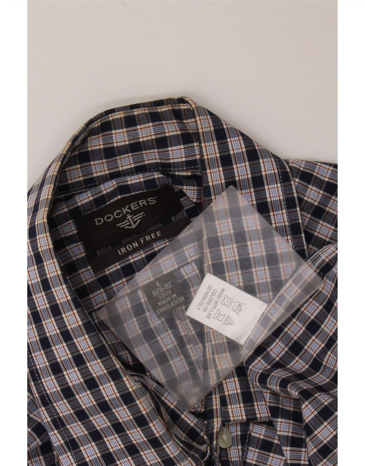 Camicia da uomo DOCKERS taglia 16 16 1/2 grande cotone a quadretti blu navy