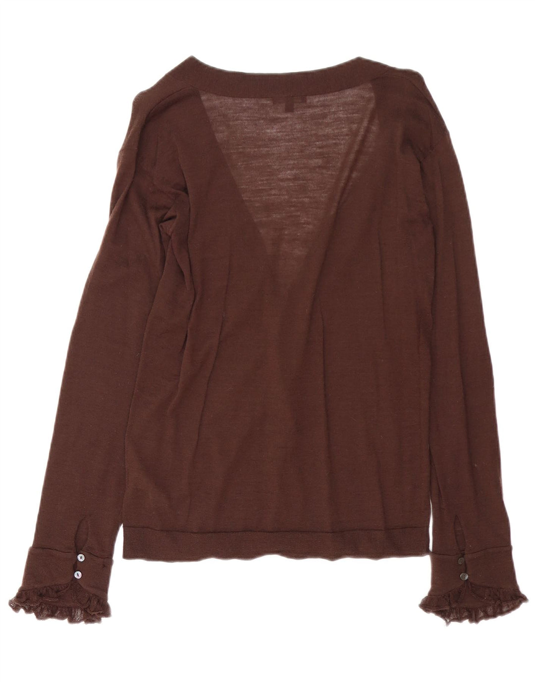 MASSIMO DUTTI Maglione cardigan da donna UK 14 Large Marrone Lana