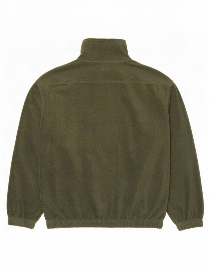 Maglione in pile anorak vintage da uomo grande poliestere kaki