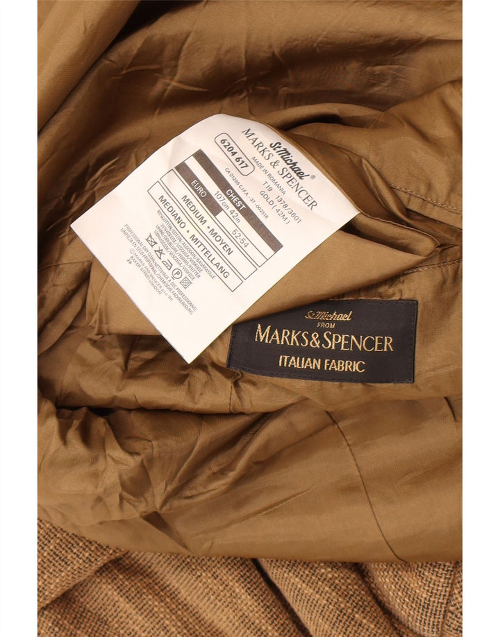 Giacca blazer a 3 bottoni da uomo Marks & Spencer UK 38 Marrone medio screziato