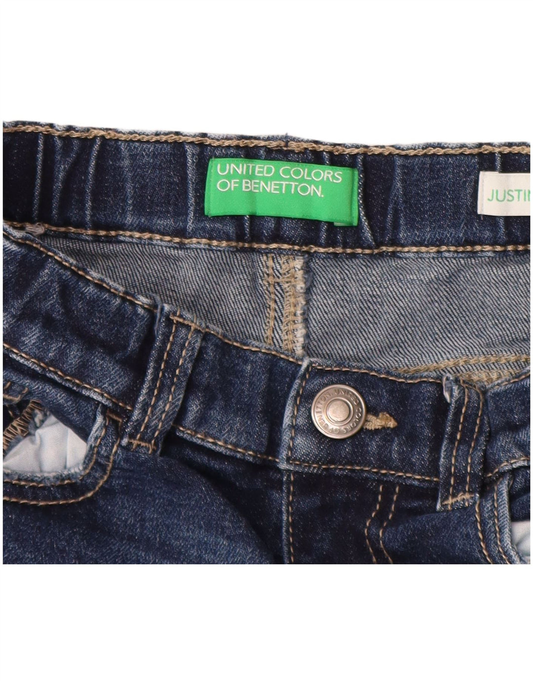 Jeans dritti Justin BENETTON per ragazzi 6-7 anni W22 L17 cotone blu