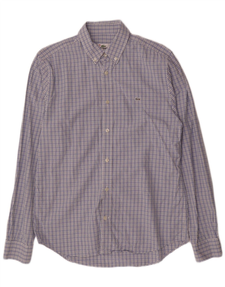 Camicia Lacoste da uomo vestibilità regolare taglia 39 cotone a quadri blu medio