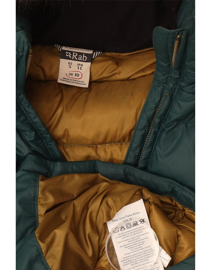 Cappotto imbottito con cappuccio da donna Rab UK 10 piccolo verde in poliammide