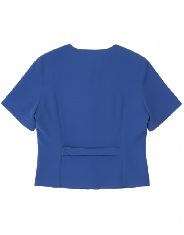 JOHN BENTLEY Womens Short Sleeve Shirt Blouse UK 12 Medium Blue Polyester