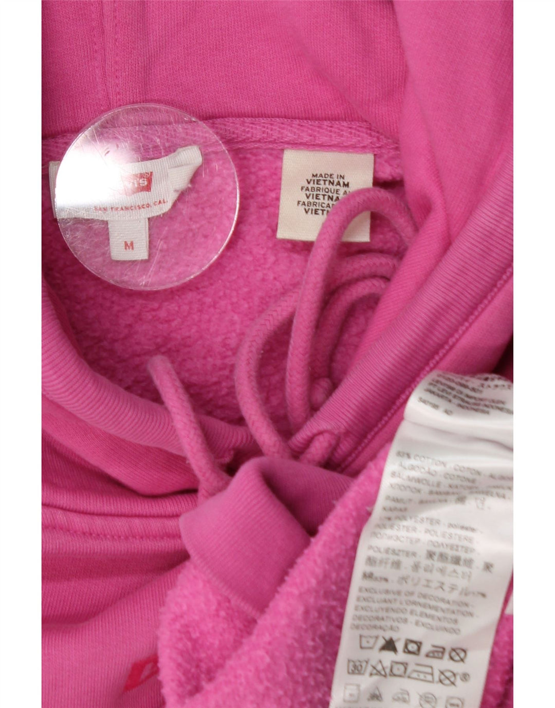 Maglione con cappuccio oversize corto da donna LEVI'S UK 14 Cotone rosa medio