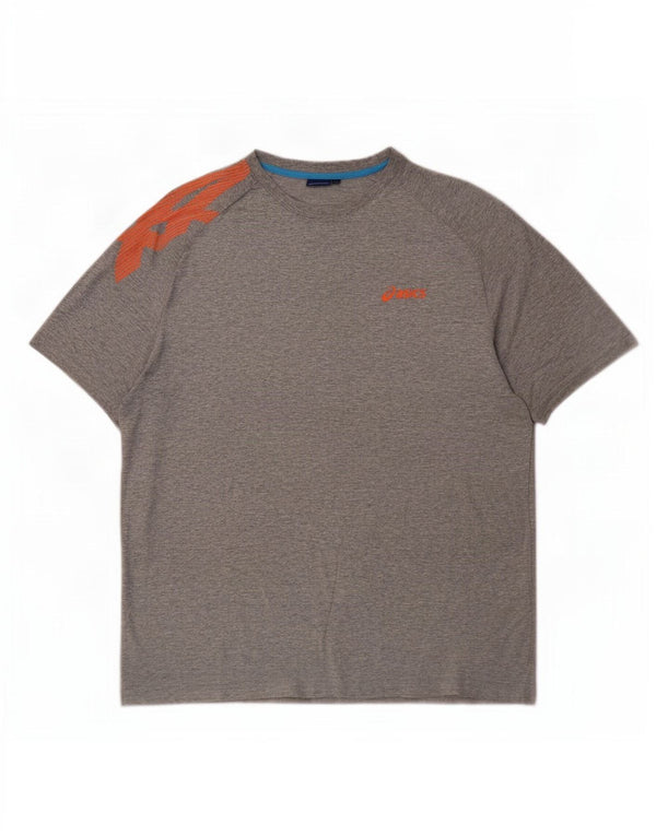T-shirt grafica da uomo Asics Top XL in cotone grigio