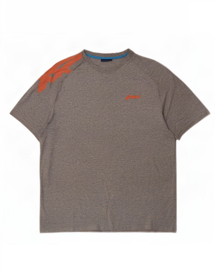 T-shirt grafica da uomo Asics Top XL in cotone grigio