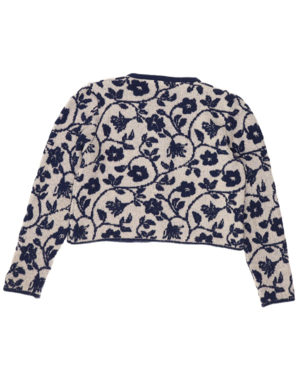 Maglione Bolero corto da donna Zara UK 18 XL Blu navy floreale in poliammide
