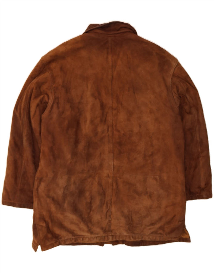 ENRICO MANDELLI Mens Leather Coat UK 42 XL Brown Vintage Enrico Mandelli and Second-Hand Enrico Mandelli from Messina Hembry 