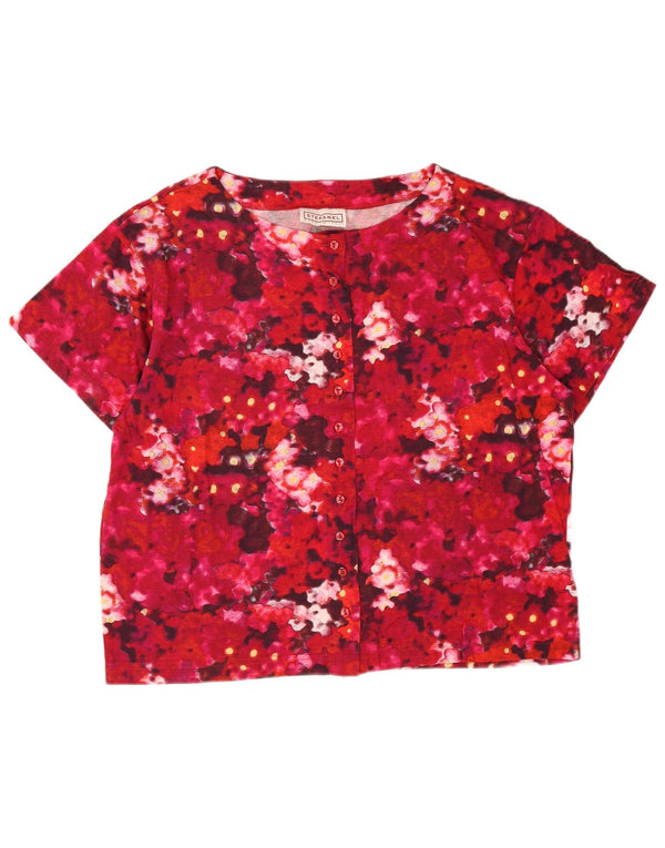 Stefanel Camicia a maniche corte da donna Camicetta UK 14 Cotone medio rosso tie dye
