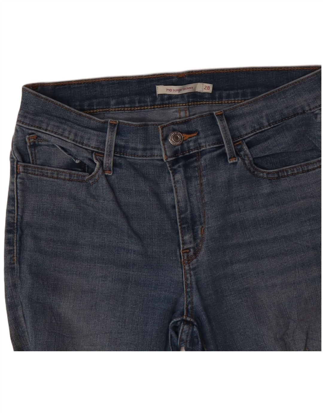 LEVI'S Jeans da donna 710 super skinny effetto invecchiato W28 L30 poliestere blu