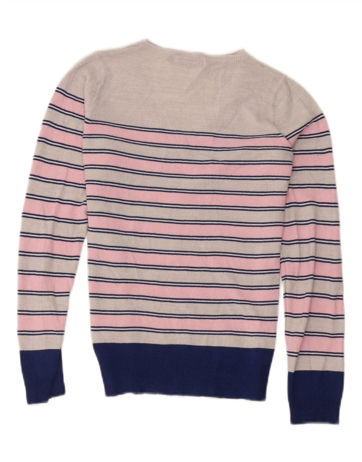 Maglione da donna con scollo a V Marks & Spencer UK 8 piccolo a righe rosa