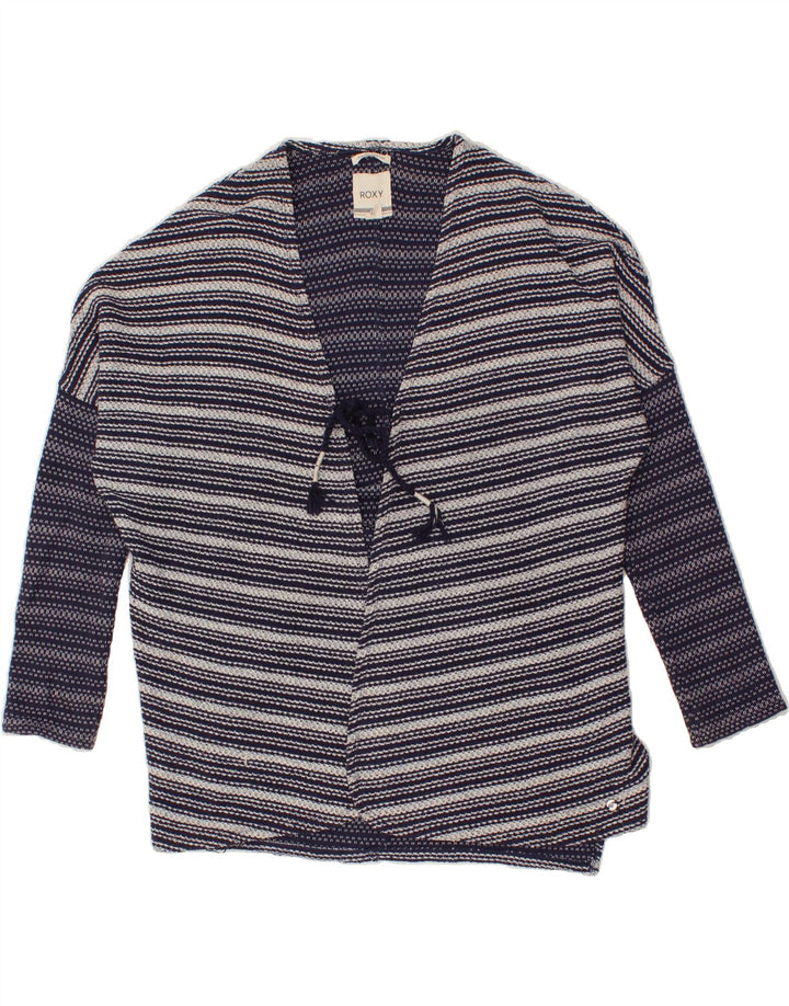 ROXY Womens Oversized Cardigan Sweater UK 16 Large Purple Striped Cotton Vintage Roxy and Second-Hand Roxy from Messina Hembry 