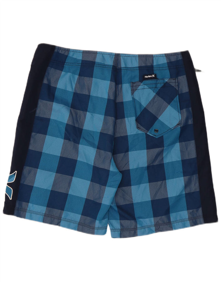 Pantaloncini da bagno grafici da uomo Hurley, poliestere a quadri grandi blu