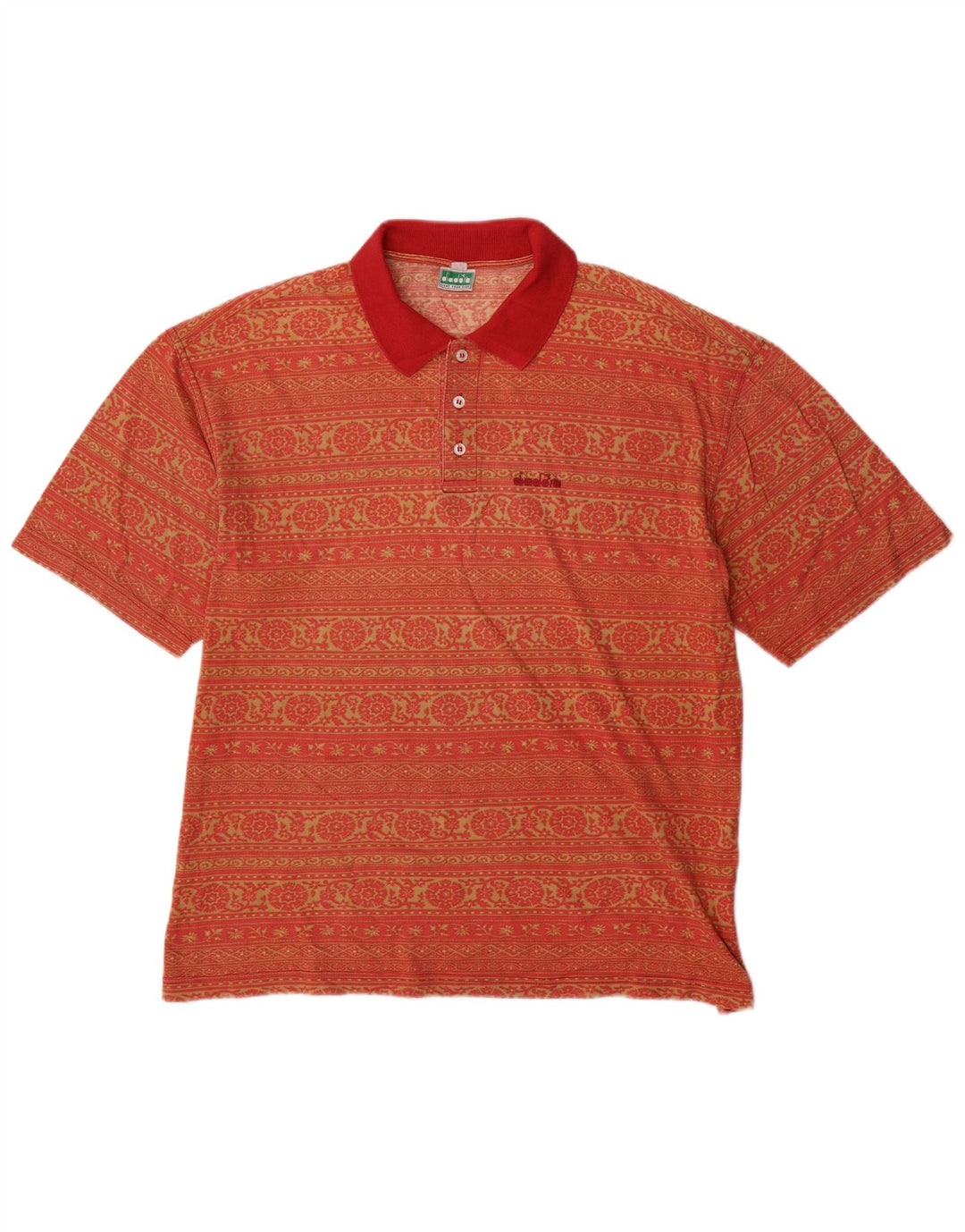 Polo DIADORA Uomo UK 42 Large Rosso Paisley