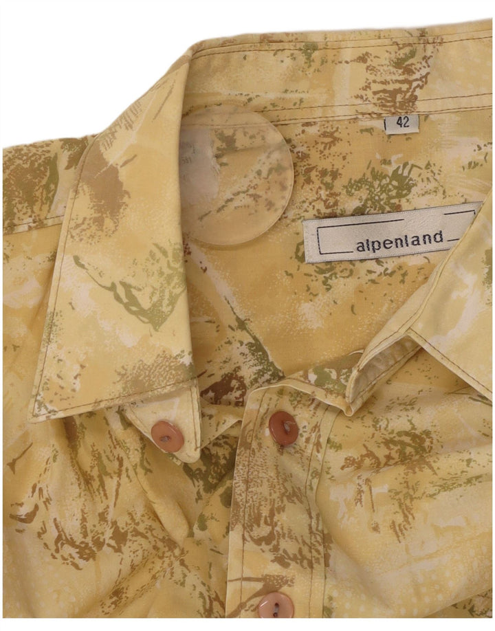 Camicia a maniche corte da uomo con motivo astratto Alpenland taglia 42 grande gialla
