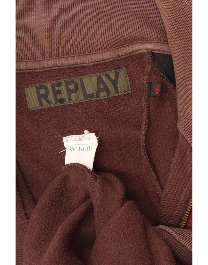 Giacca da tuta grafica da uomo Replay 2XL Poliestere color block marrone