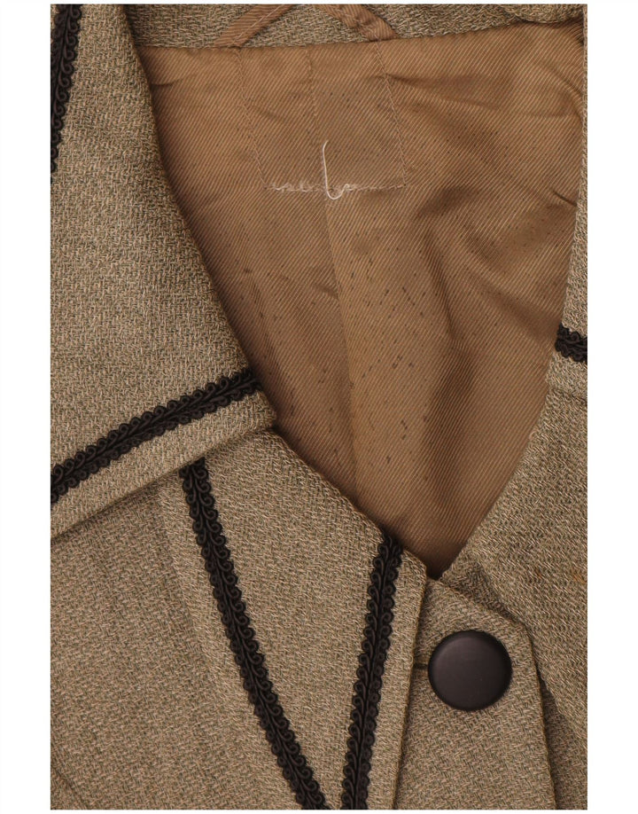 Giacca blazer vintage da donna a 4 bottoni UK 8 piccola beige