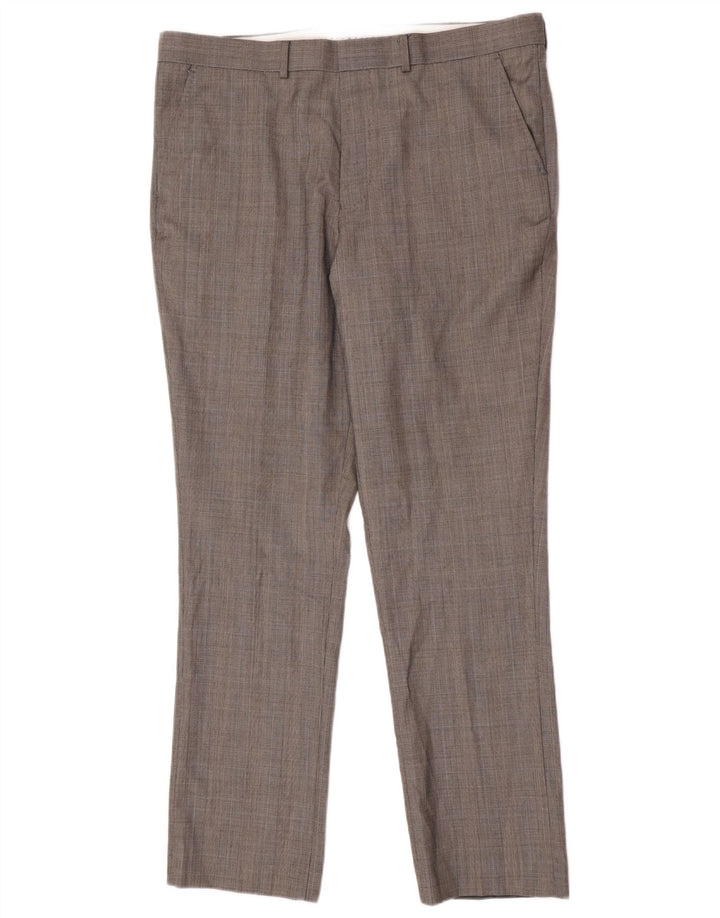 Pantaloni casual regolari da uomo French Connection W38 L32 pied de poule grigio