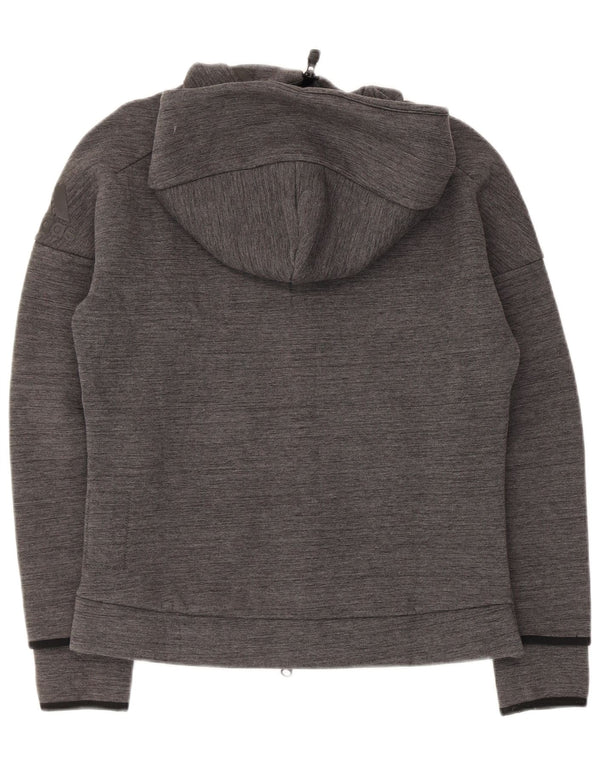 Maglione con cappuccio e zip da donna Adidas UK 12/14 Gessato grigio medio