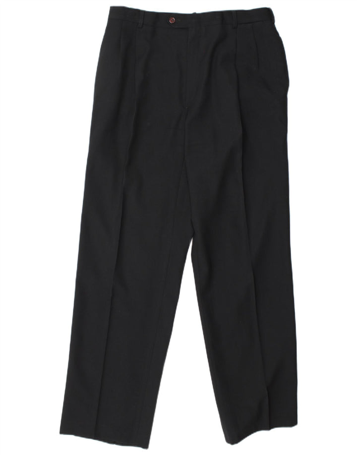 Egon Von Furstenberg Uomo UK 40 Large W32 L32 Lana Vergine Nera