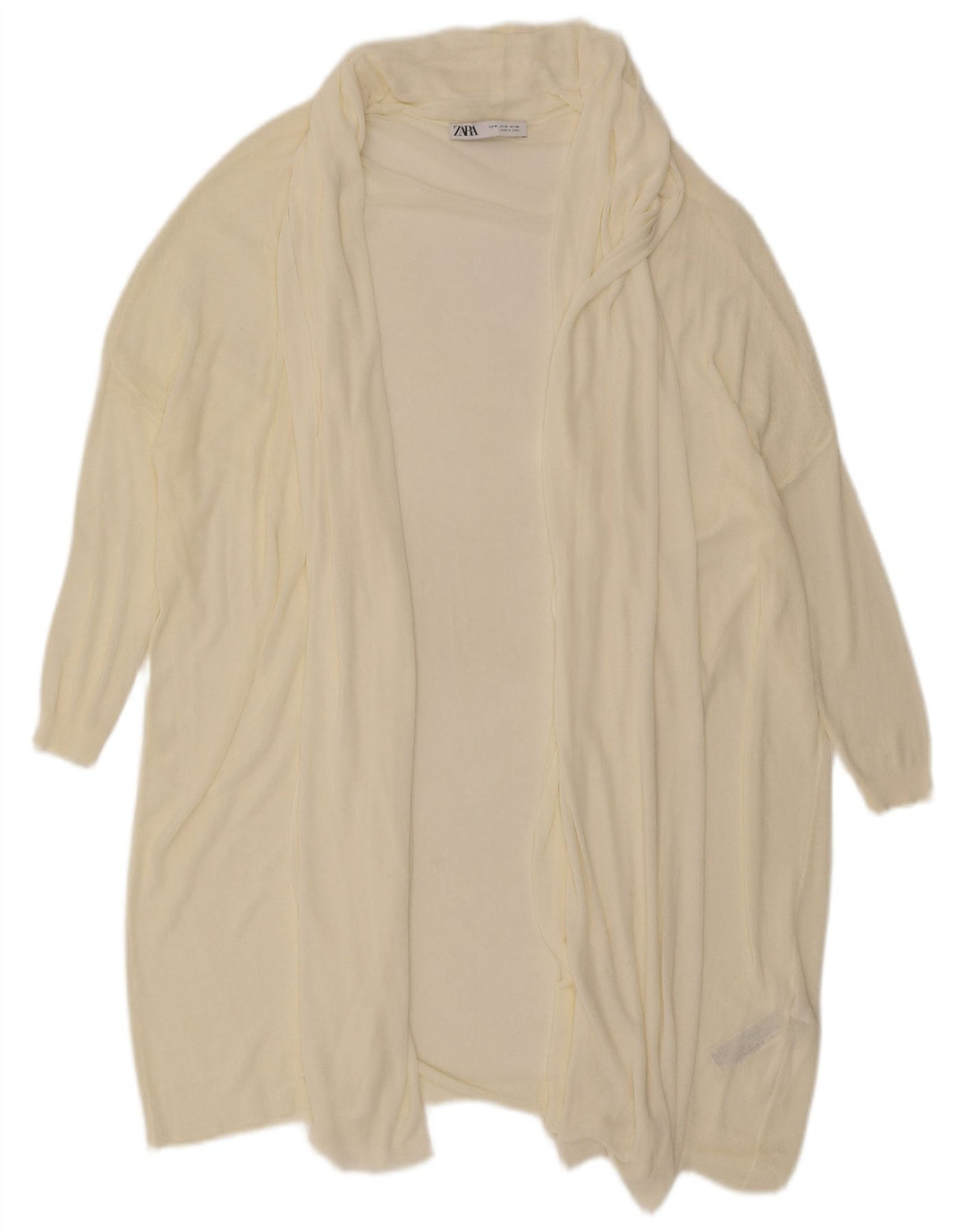 Maglione cardigan aperto oversize lungo da donna Zara UK 14 medio bianco sporco